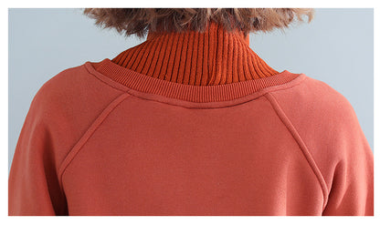 Women High Neck Velvet Plus Sizes Hoodies
