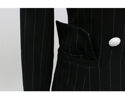 Fashion Black Striped Office Lady Outfits Sets