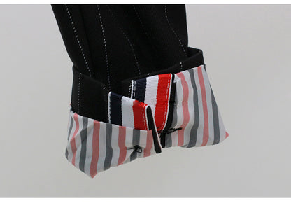Fashion Black Striped Office Lady Outfits Sets