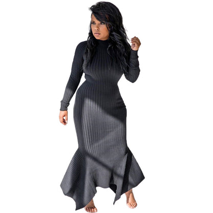 Sexy High Neck Long Knitted Dresses