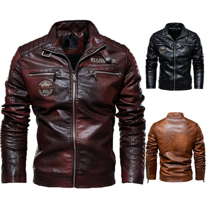 Motorcycle PU Winter Jacket Coat for Men