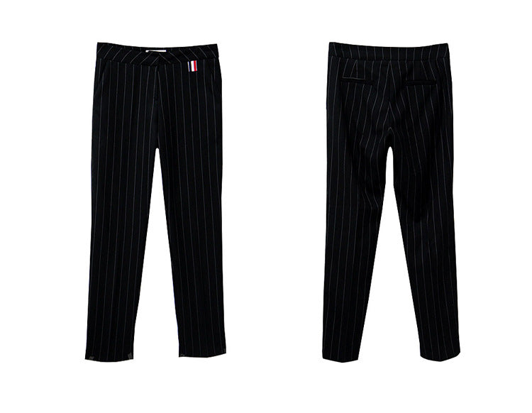 Fashion Black Striped Office Lady Outfits Sets
