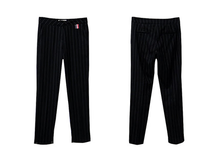 Fashion Black Striped Office Lady Outfits Sets