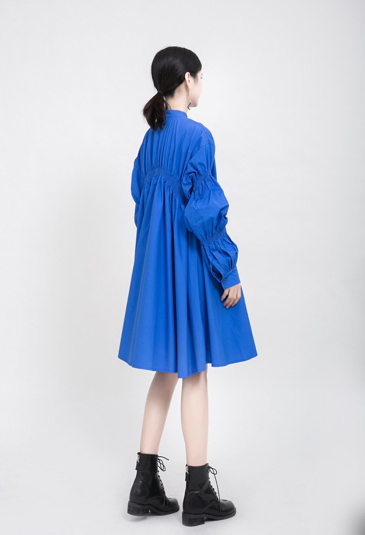 Classy Pleated Women Fall Shirt Dresses