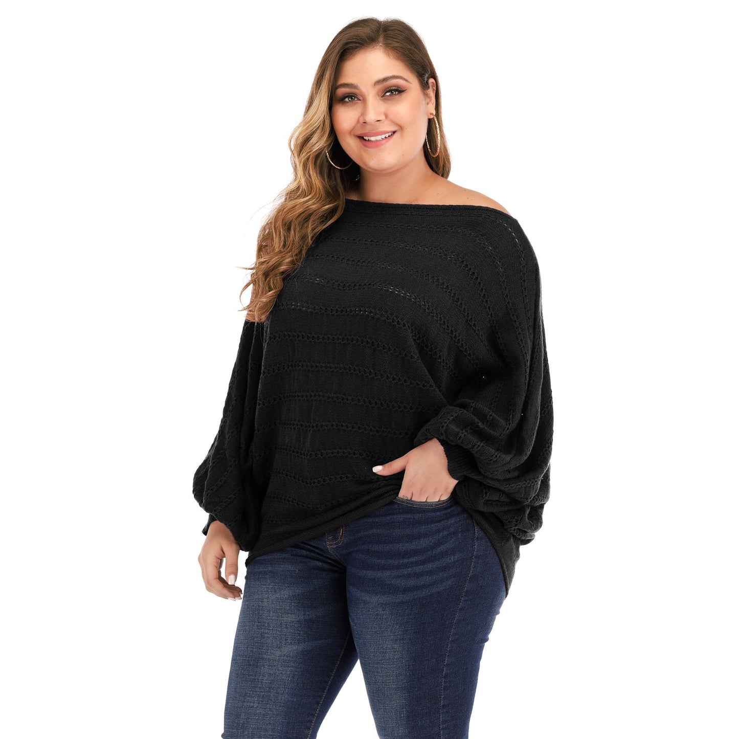 Women One Shoulder Plus Size Sweaters-STYLEGOING