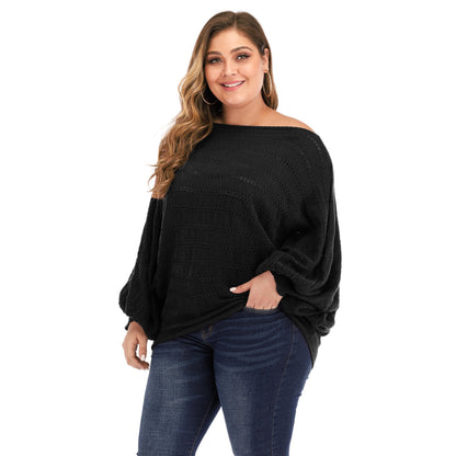 Women One Shoulder Plus Size Sweaters-STYLEGOING