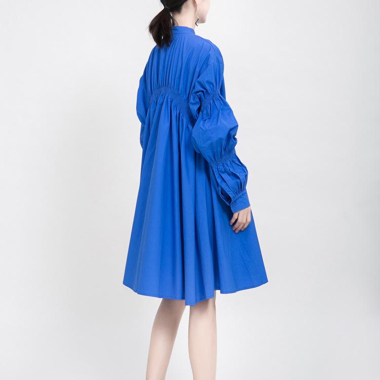 Classy Pleated Women Fall Shirt Dresses