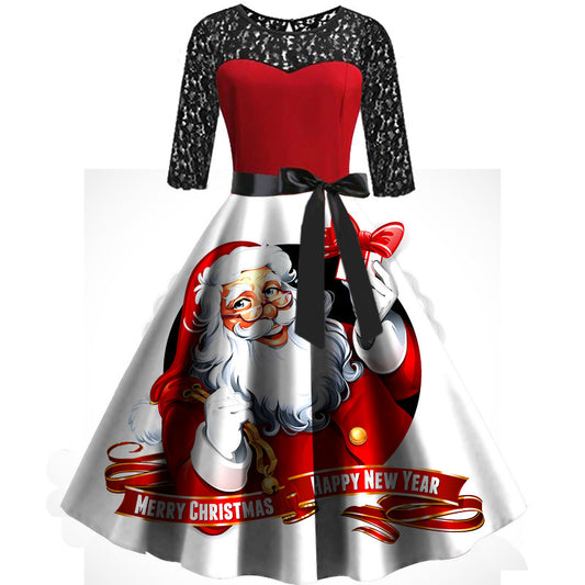 Sexy Contrast  Lace Christmas Dresses for Women