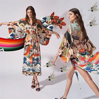 Floral Print Fast Drying Kimono Cover Ups for Beach