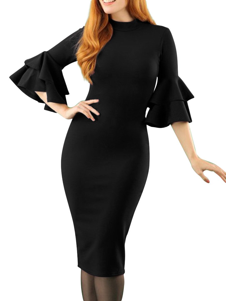 Sexy Bodycon Ruffled Plus Size Midi Dresses-STYLEGOING