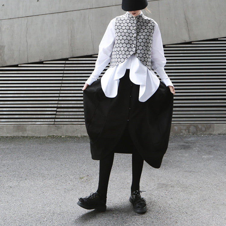 Designed Vintage Stand Collar Women Vest