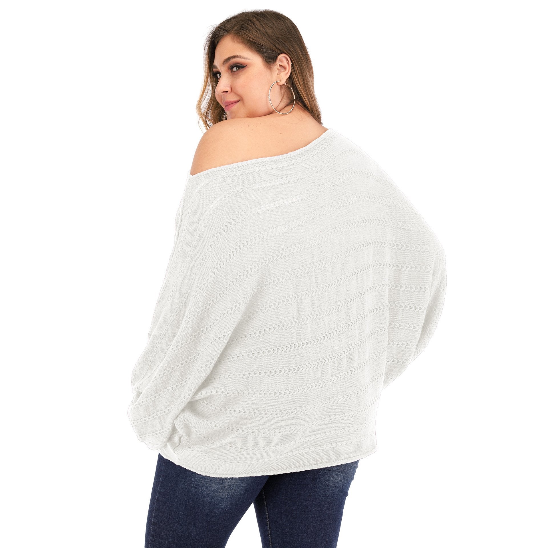 Women One Shoulder Plus Size Sweaters-STYLEGOING