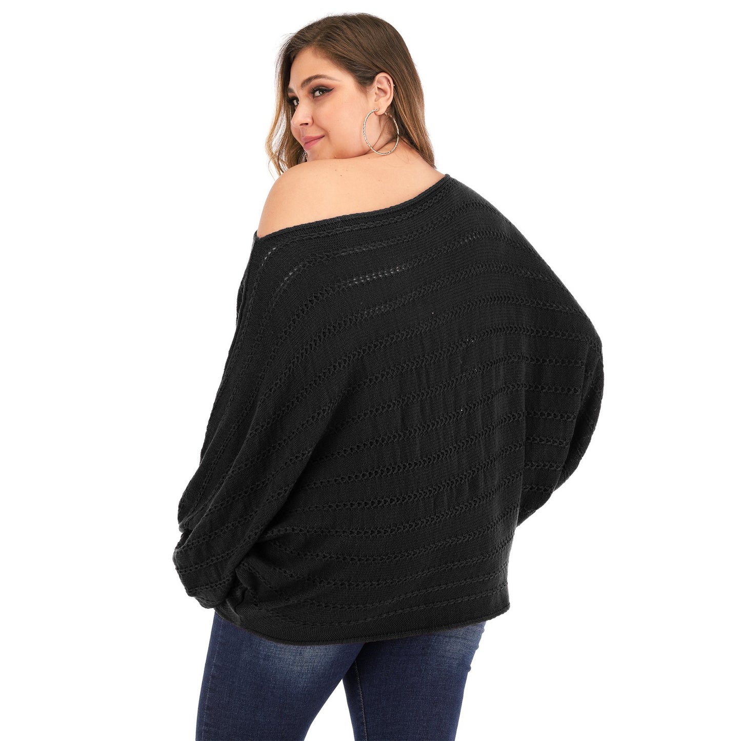Women One Shoulder Plus Size Sweaters-STYLEGOING