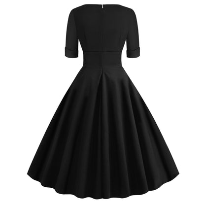 Vintage Short Sleeves V Neck Ball Dresses-STYLEGOING