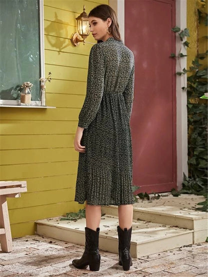 Women Chiffon Elegant Long Sleeves Fall Dresses