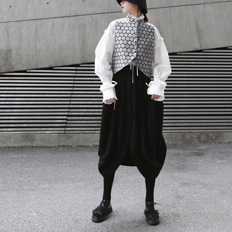 Designed Vintage Stand Collar Women Vest