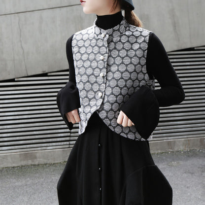 Designed Vintage Stand Collar Women Vest