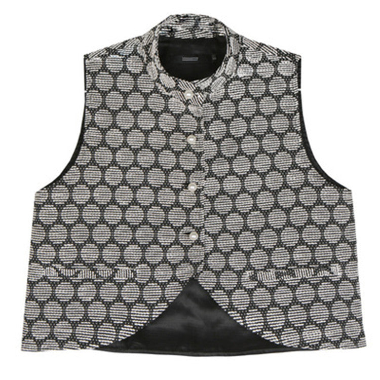 Designed Vintage Stand Collar Women Vest