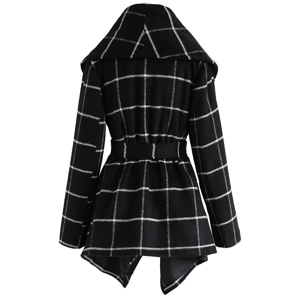 Women Loose Plaid Long Trenchcoat-STYLEGOING