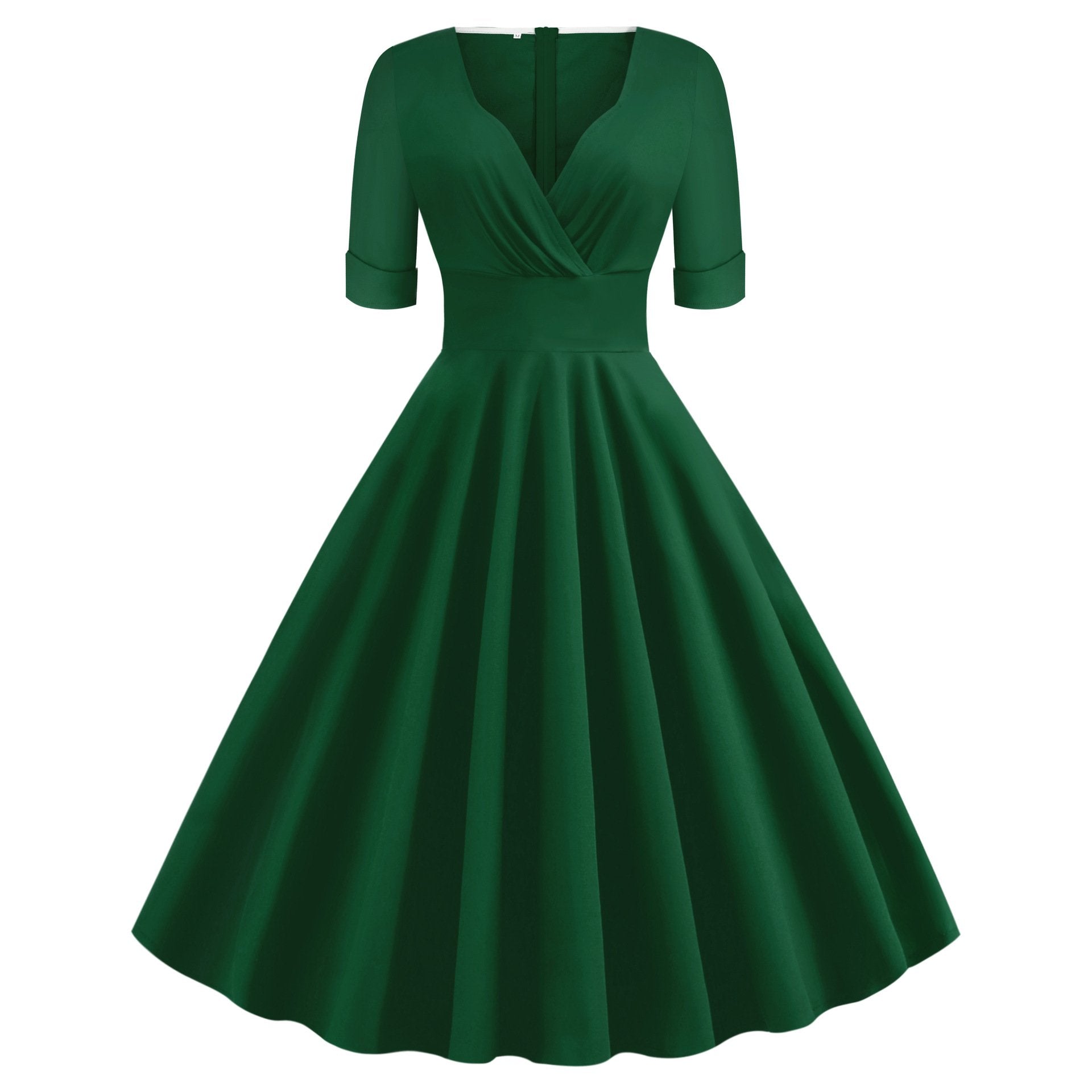 Vintage Short Sleeves V Neck Ball Dresses-STYLEGOING