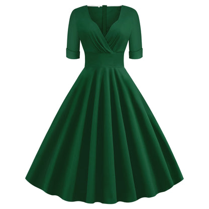 Vintage Short Sleeves V Neck Ball Dresses-STYLEGOING