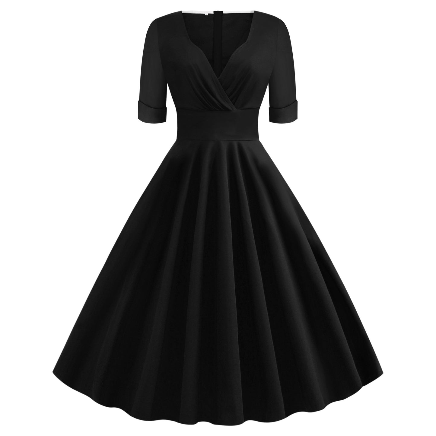 Vintage Short Sleeves V Neck Ball Dresses-STYLEGOING