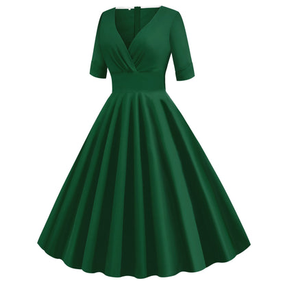 Vintage Short Sleeves V Neck Ball Dresses-STYLEGOING