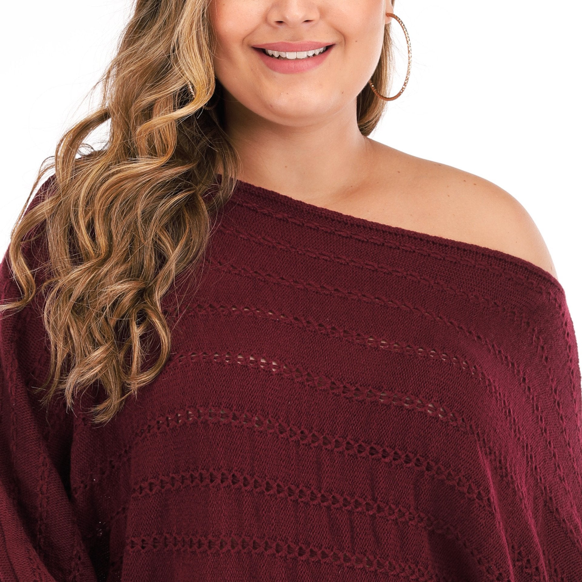 Women One Shoulder Plus Size Sweaters-STYLEGOING