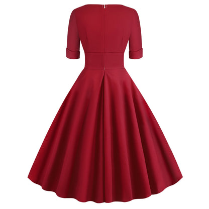 Vintage Short Sleeves V Neck Ball Dresses-STYLEGOING