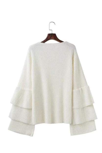 Women Bell Sleeves Fall Knitting Sweaters-STYLEGOING