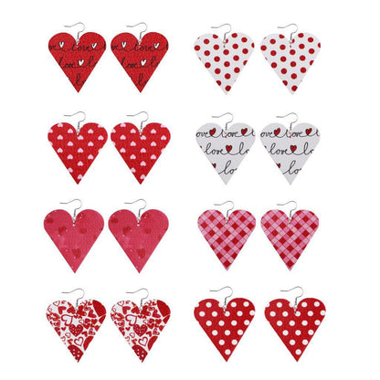 Sweetheart Design Pu Leather Earrings for Women 3pcs/Set