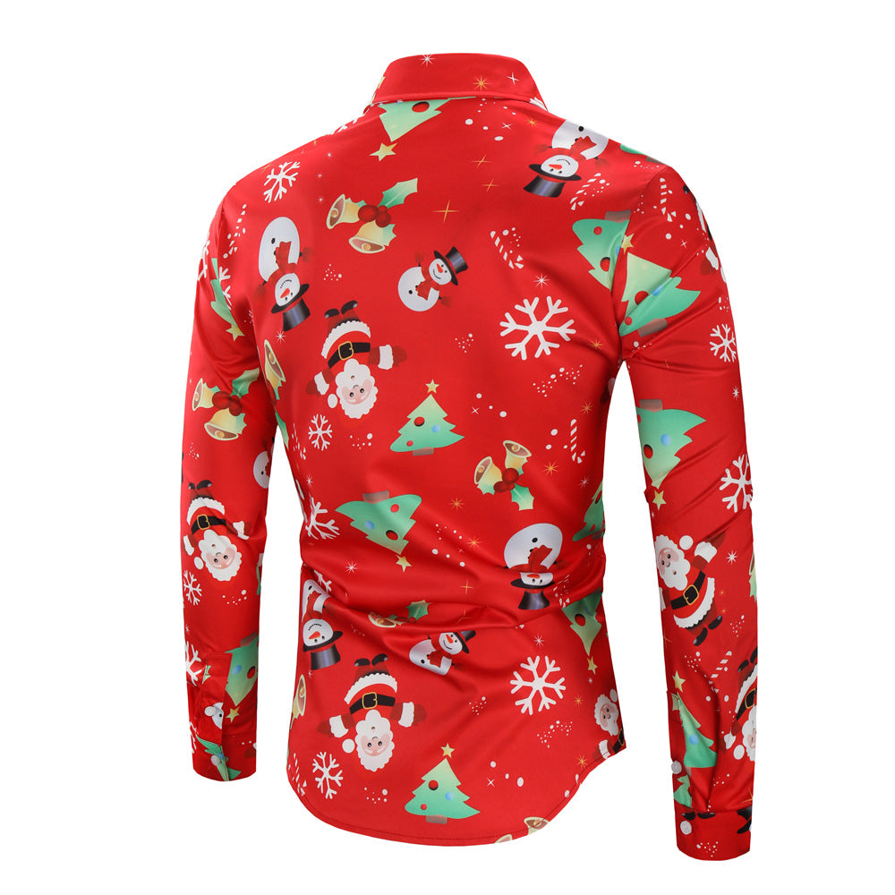 Merry Christmas Santa Claus 3D Print Men's  Long Sleeves Shirts