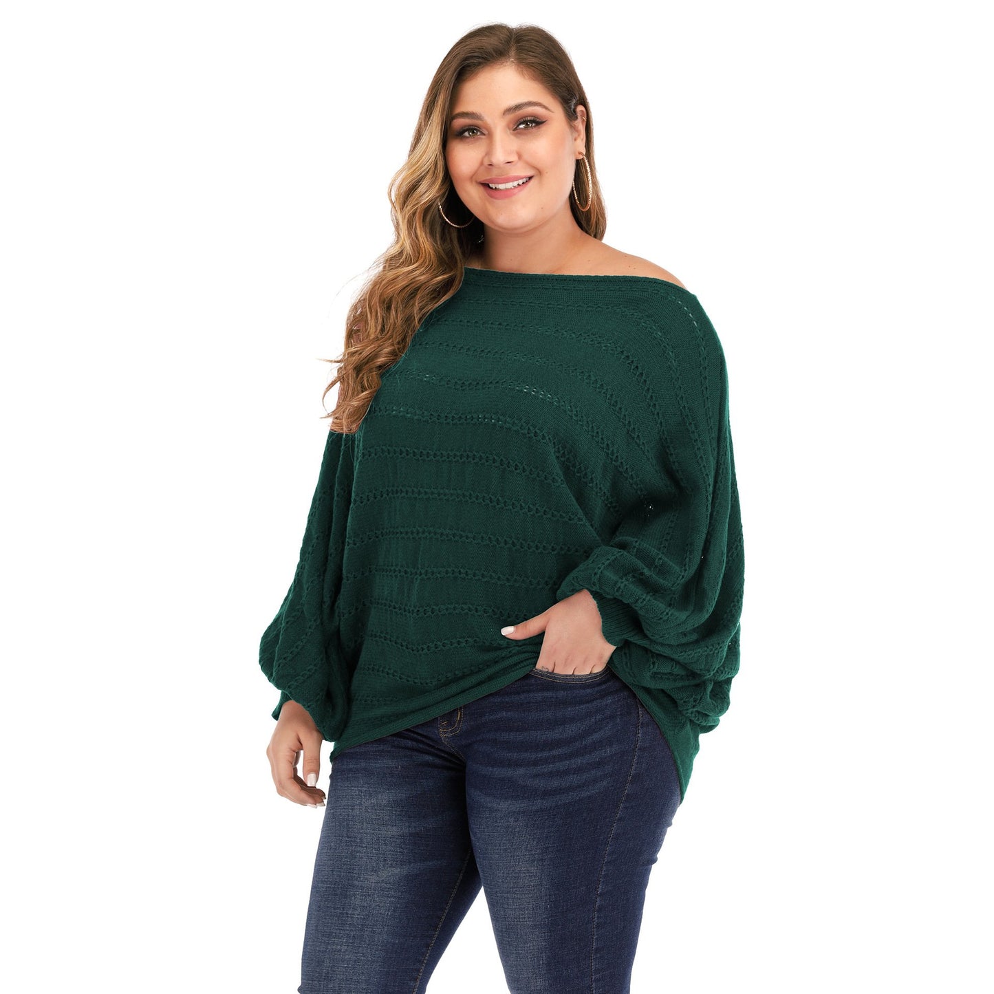 Women One Shoulder Plus Size Sweaters-STYLEGOING