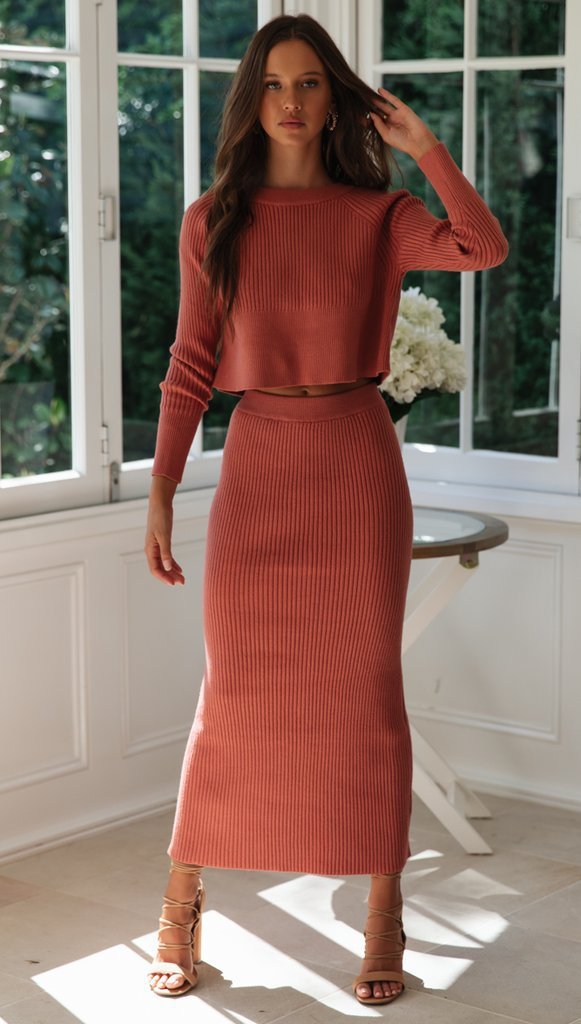 Sexy Bare Midriff Knitting Dress Suits-STYLEGOING