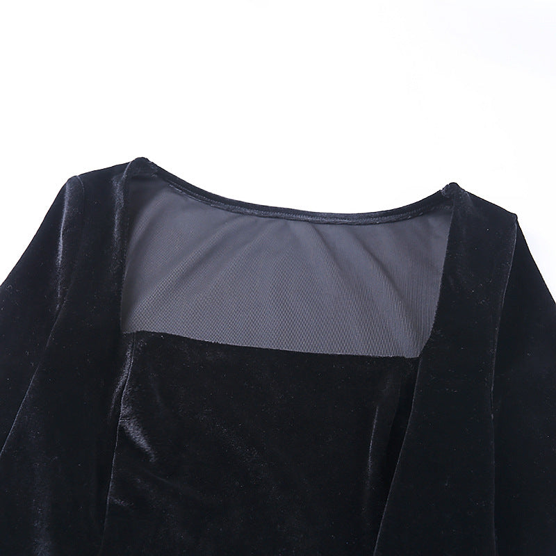 Vintage Black Split Front Mini Dresses