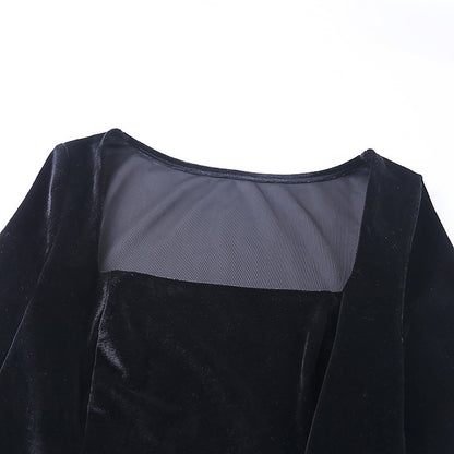 Vintage Black Split Front Mini Dresses