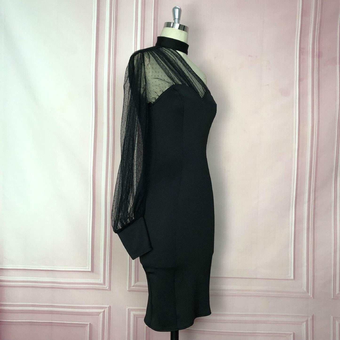 Black See Through Bodycon Dresses-STYLEGOING