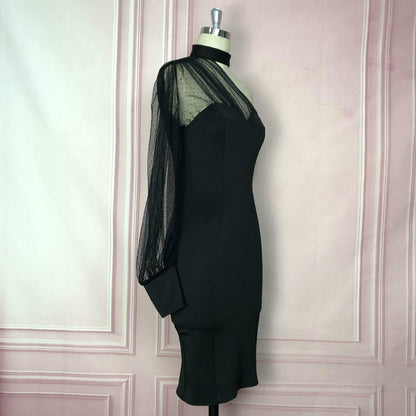 Black See Through Bodycon Dresses-STYLEGOING