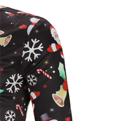 Merry Christmas Santa Claus 3D Print Men's  Long Sleeves Shirts