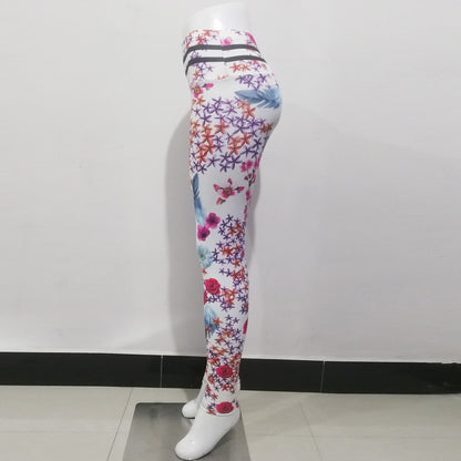 Sexy Peach Flower Print Yoga Suits