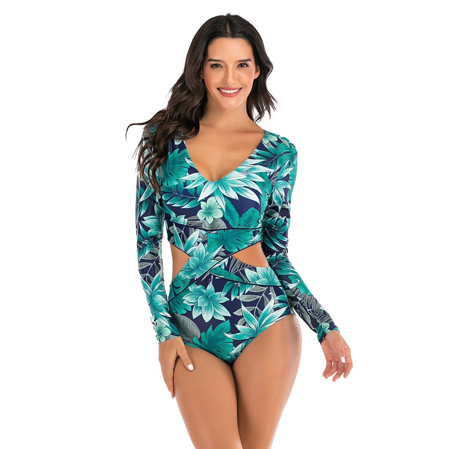 Long Sleeve One Piece Surfing Swimwear-STYLEGOING