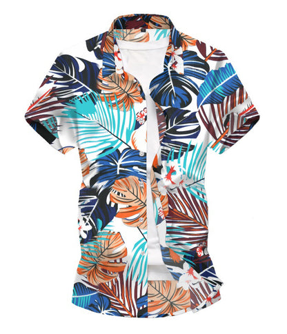Leaf Print Summer Men's Short Sleeves T Shirts