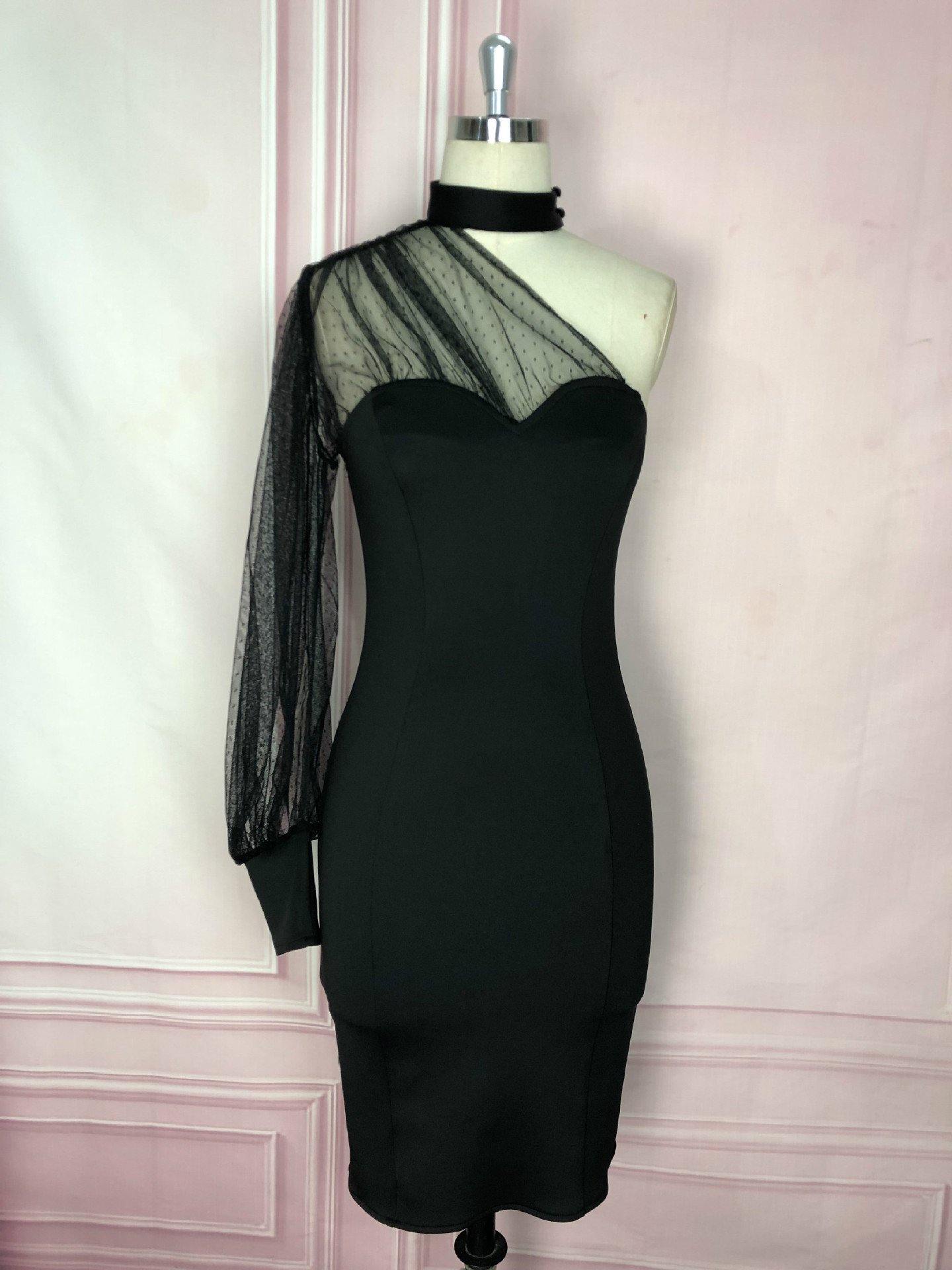 Black See Through Bodycon Dresses-STYLEGOING