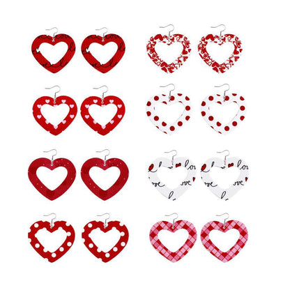 Sweetheart Design Pu Leather Earrings for Women 3pcs/Set
