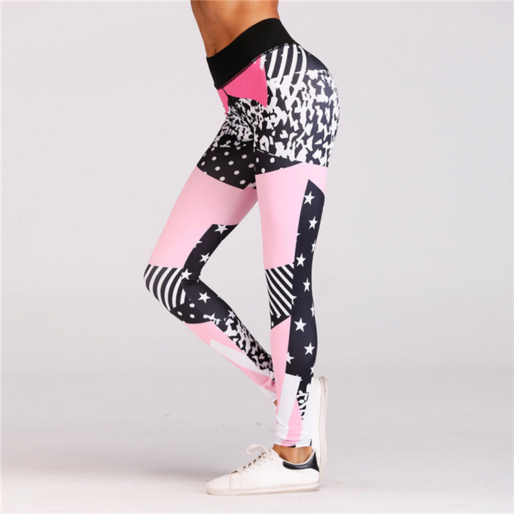 Pink Leopard Print Yoga Leggings for Women