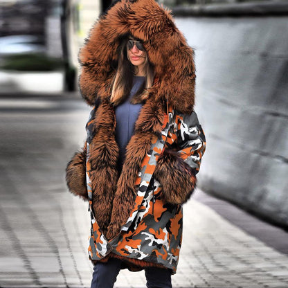 Winter Fleece Lined Fur Collar Overcoat-STYLEGOING