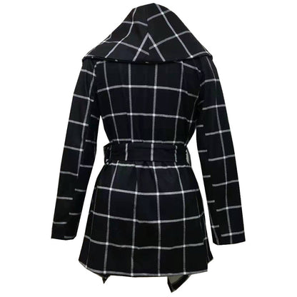 Women Plaid Woolen Winter Overcoat