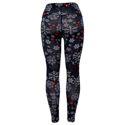 Merry Christmas Snowflake Print Women Yoga Leggings