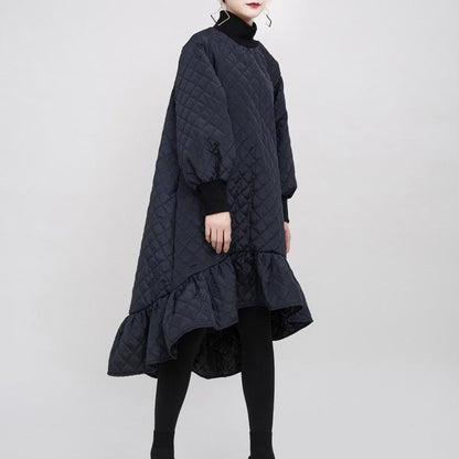 Black Ruffled Mermaid Winter Thicken Asymetrical Dresses