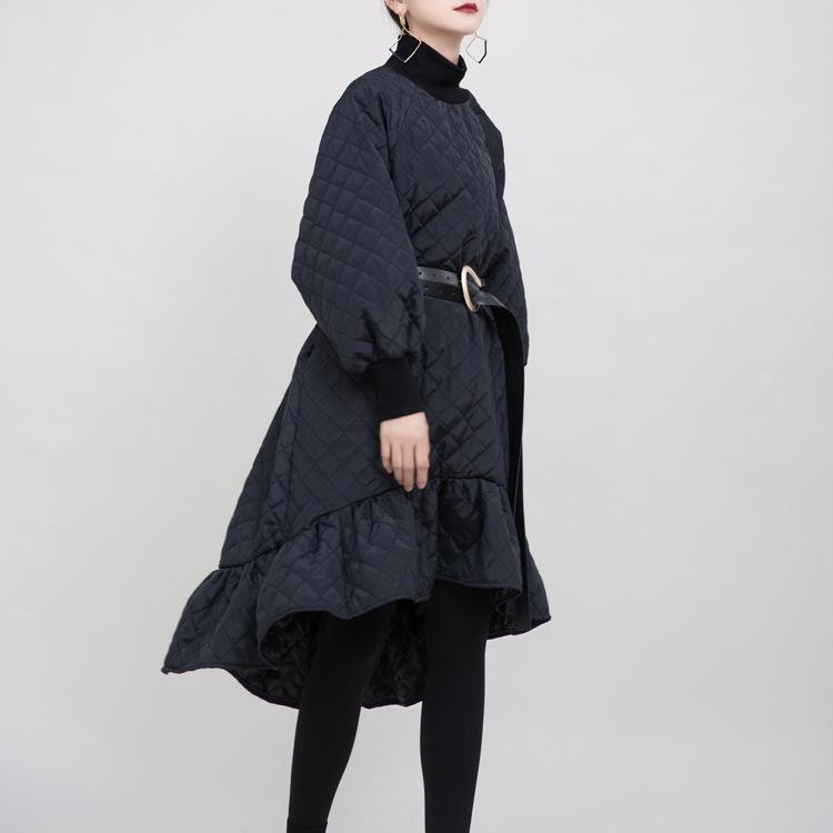 Black Ruffled Mermaid Winter Thicken Asymetrical Dresses
